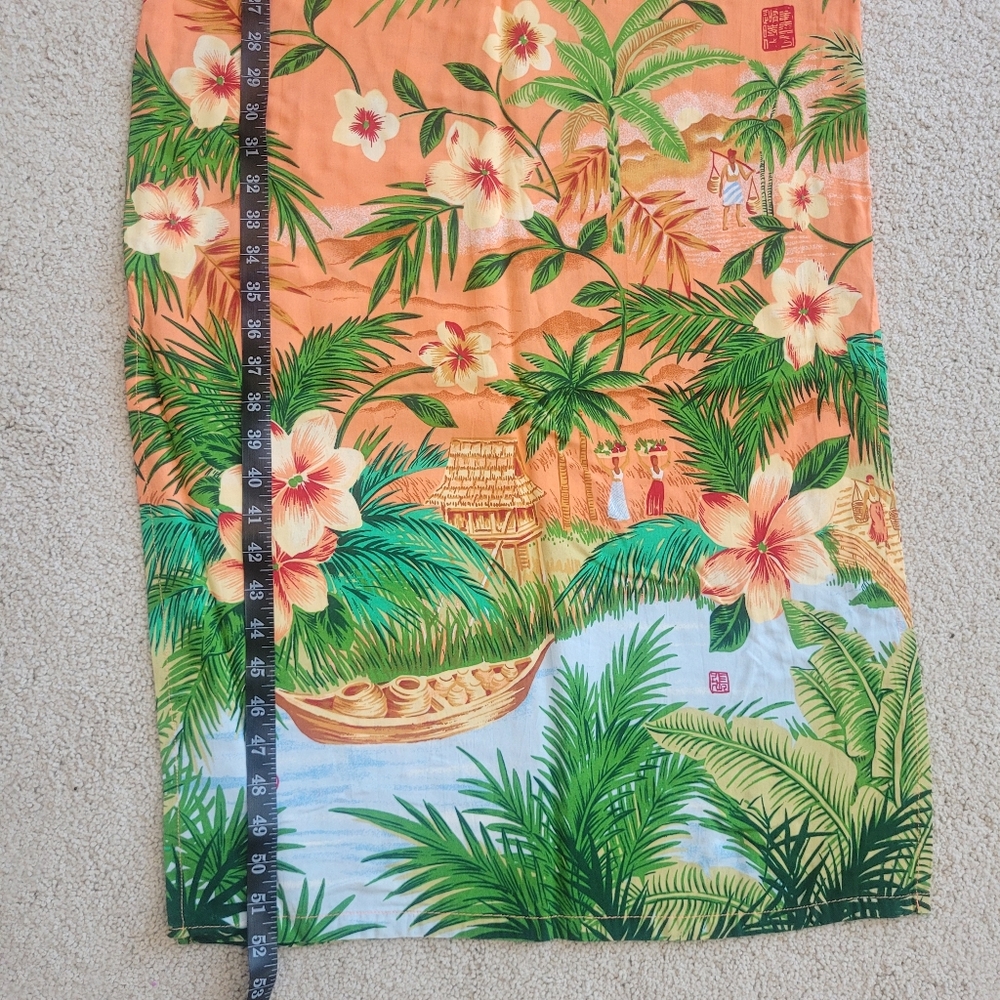 Baja Blue Orange Tropical Floral Maxi Dress Boho Beach Vacation Sz M - Picture 7 of 10